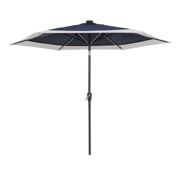 Spencer 9 ft. Classic Coastal 2-Tone Solar LED Market Patio Umbrella - JONATHAN Y